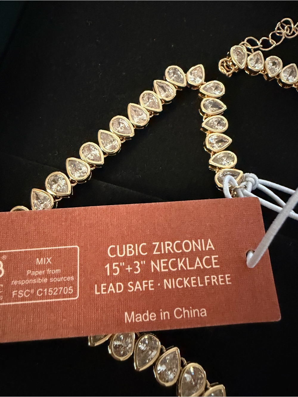 Mi Gold Teardrop Crystal Statement Necklace - Picture 2 of 2
